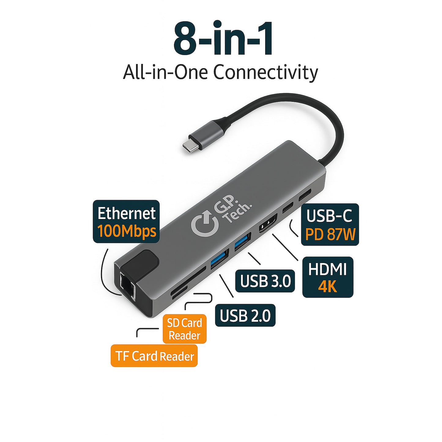 G.P. Tech. 8-in-1 USB-C Hub